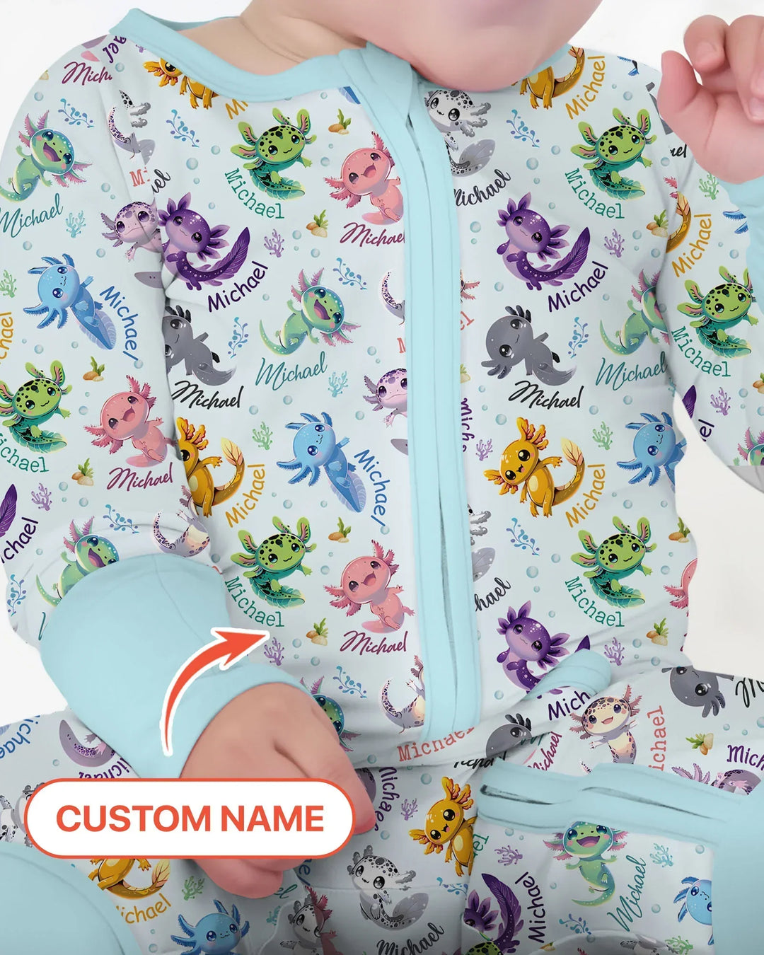 I Love You Axolotl Custom Name Bamboo Convertible Zippy