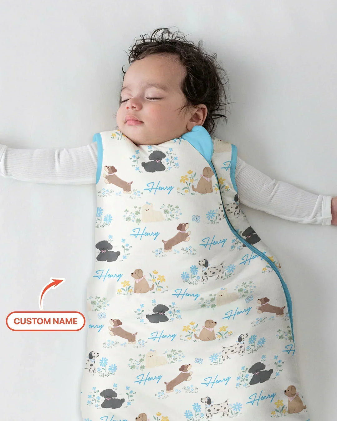 Custom Name Flower Dogs Bamboo Sleep Bag
