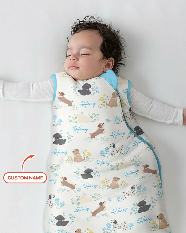Custom Name Flower Dogs Bamboo Sleep Bag