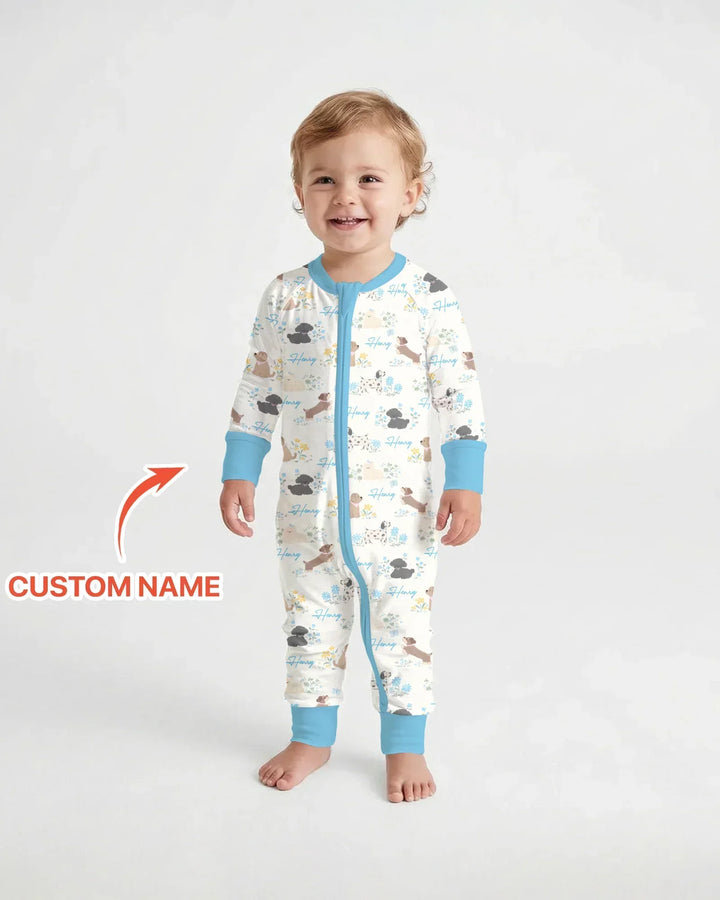 Custom Name Flower Dogs Bamboo Convertible Zippy