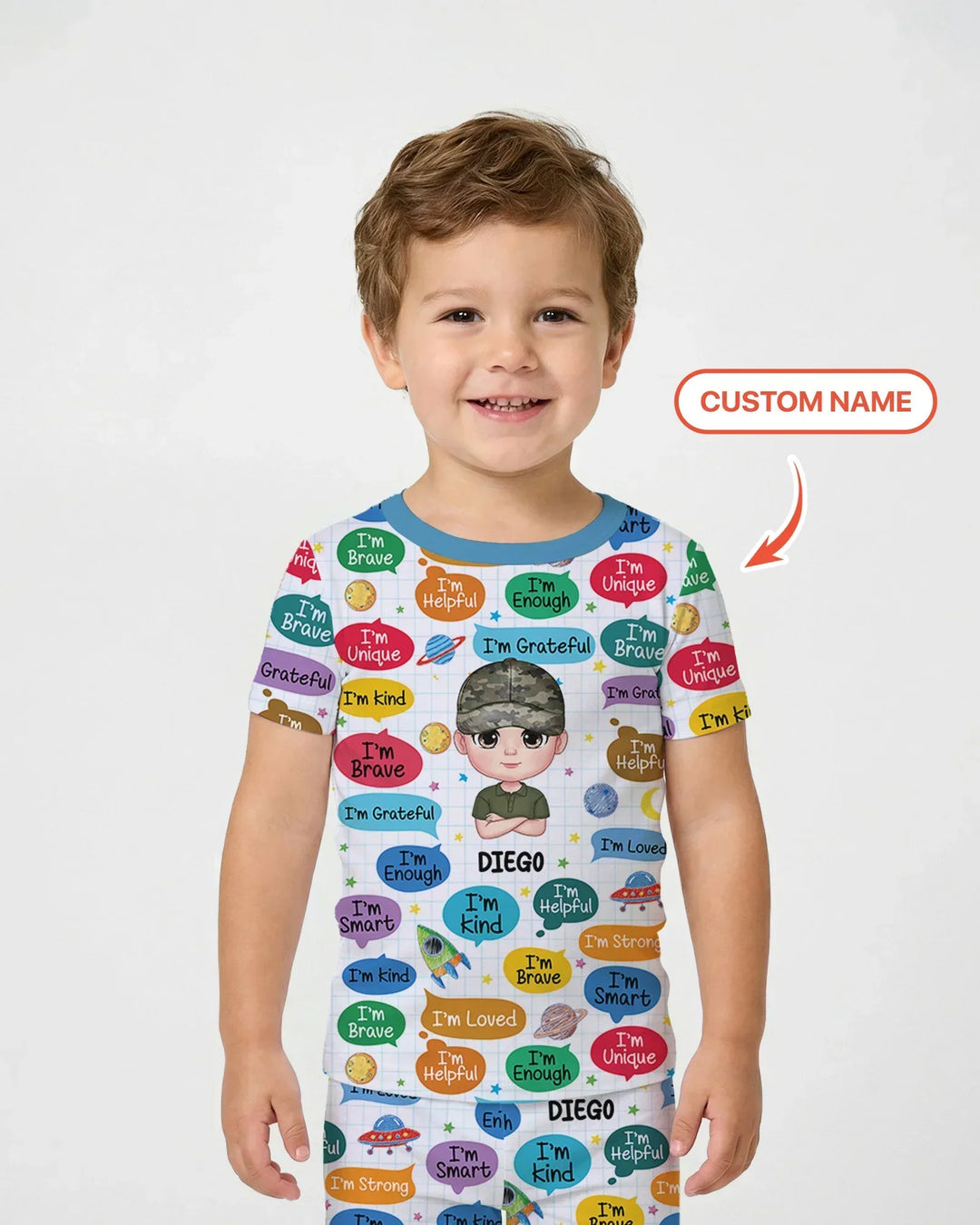 Personalized I'm Kind I'm Brave Bamboo Two Piece Short Sleeve Pajama Set