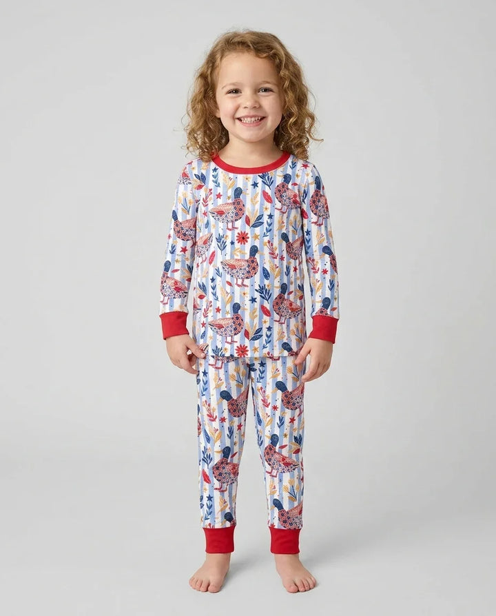 Patriotic Mallard Duck Bamboo Two Piece Long Sleeve Pajama Set