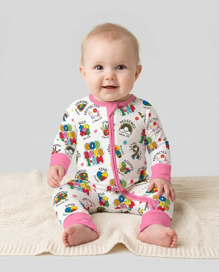 God Says I Am Autism Awareness Bamboo Convertible Zippy