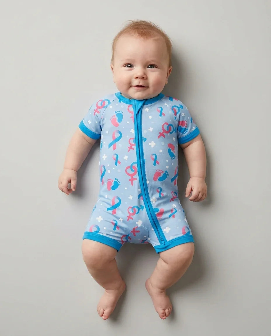 Infertility Awareness Blue and Pink Bamboo Shorty Zippy