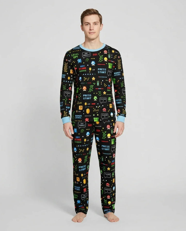 Pixel Game Lover Matching Bamboo Men's Pajama Set