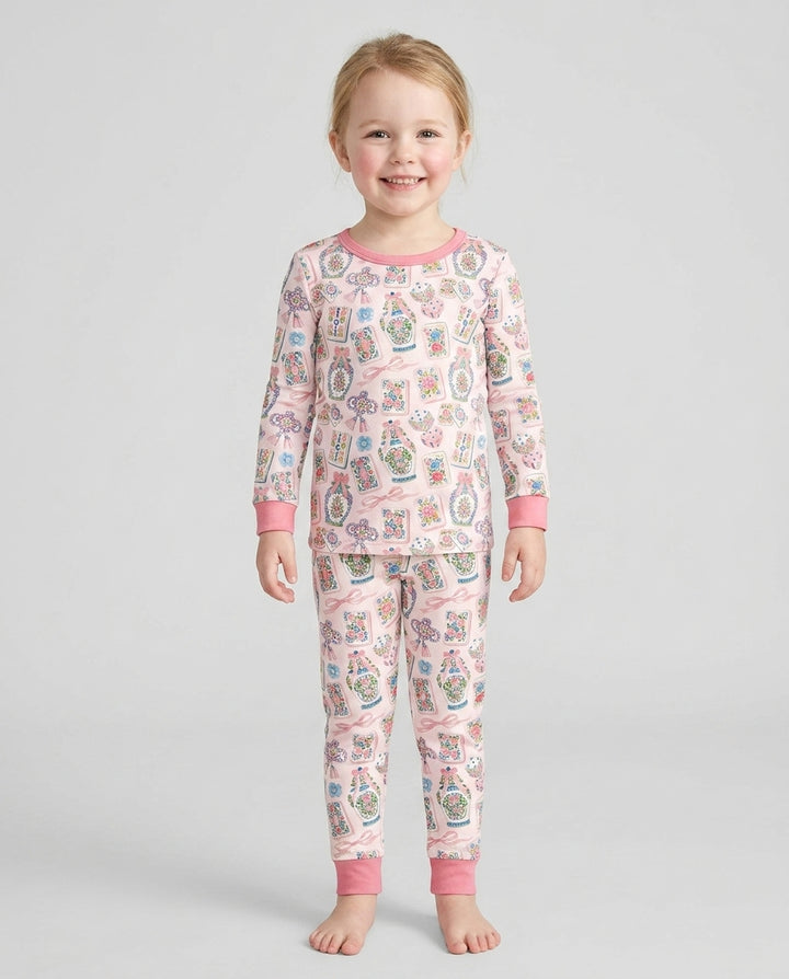 Chinoiserie Mahjong Mommy & Me Matching Bamboo Two Piece Long Sleeve Pajama Set