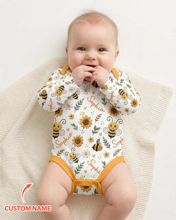 Bee Happy Sunflower Bamboo Bodysuit