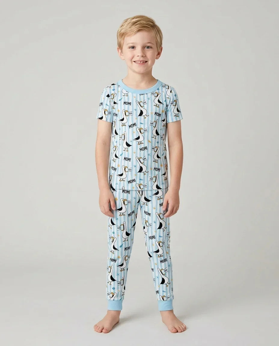 Seagull mom Mom MOM Bamboo Two Piece Short Sleeve Pajama Set