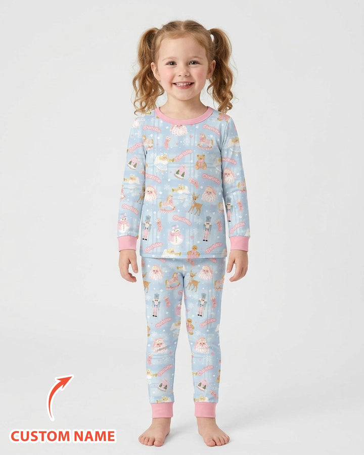 Custom Name Winter Wonderland Bamboo Two Piece Long Sleeve Pajama Set