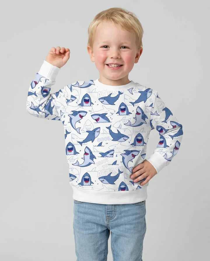 Big Sharks Attack Bamboo Crewneck Sweatshirt