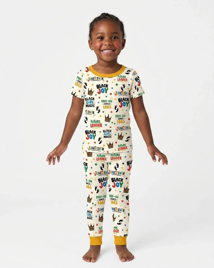 Juneteenth Black Girl Magic Bamboo Two Piece Short Sleeve Pajama Set