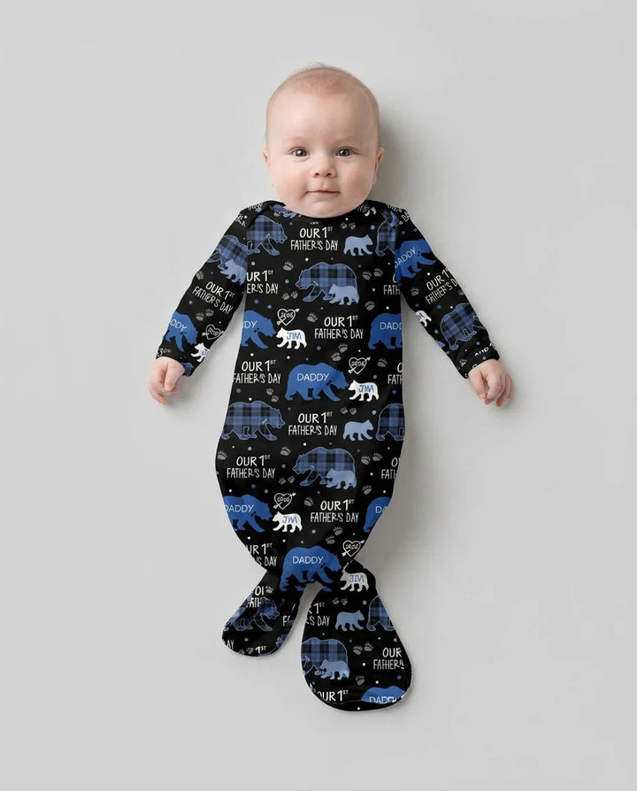 Our 1st Father's Day Daddy Bear & Me Matching Bamboo Knot Gown