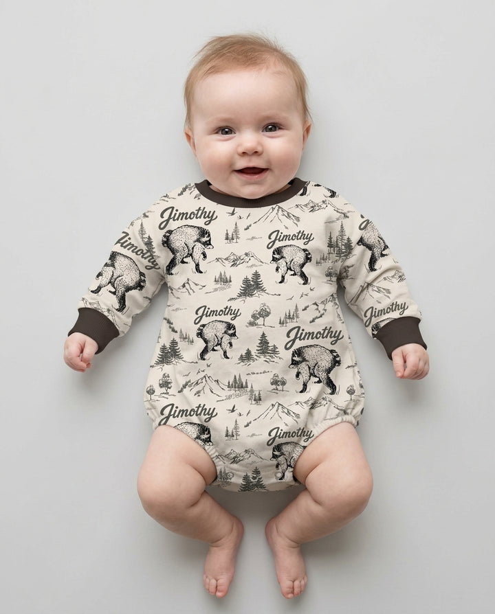 Vintage Jimothy Racoon Family Matching Bamboo Bubble Romper