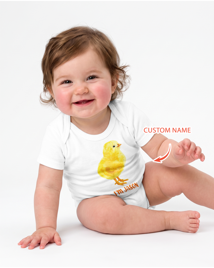 Watter Color Chicken Custom Name Bamboo Bodysuit