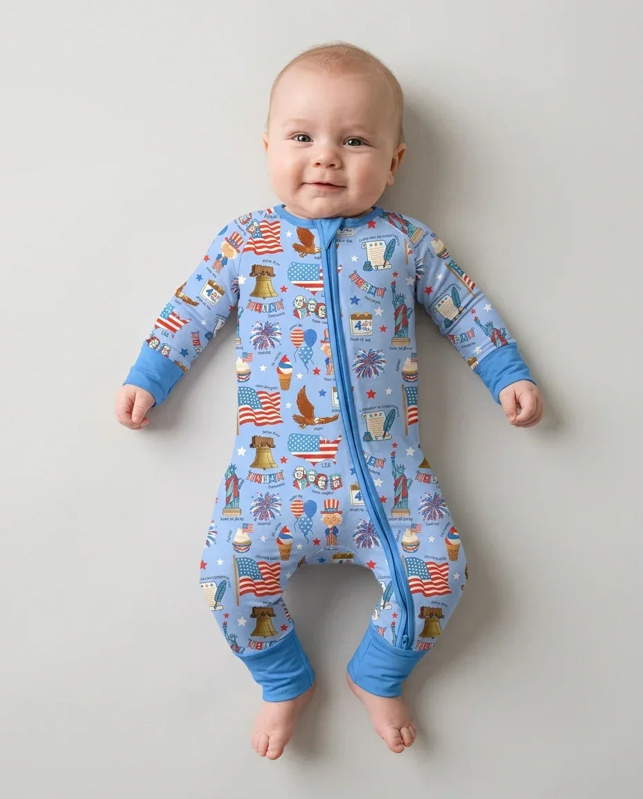 Hand Drawn Patriotic Iconic Bamboo Convertible Zippy