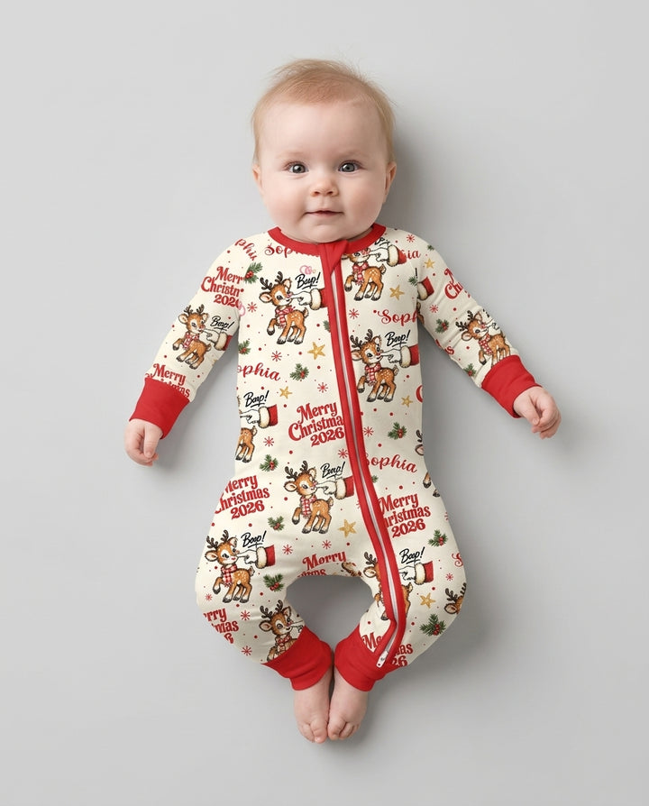 Custom Name Reindeer Santa Boop Bamboo Convertible Zippy