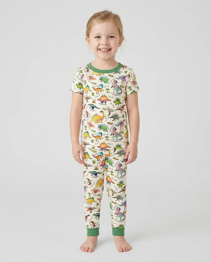 All The Dino Types Bamboo Two Piece Short Sleeve Pajama Set