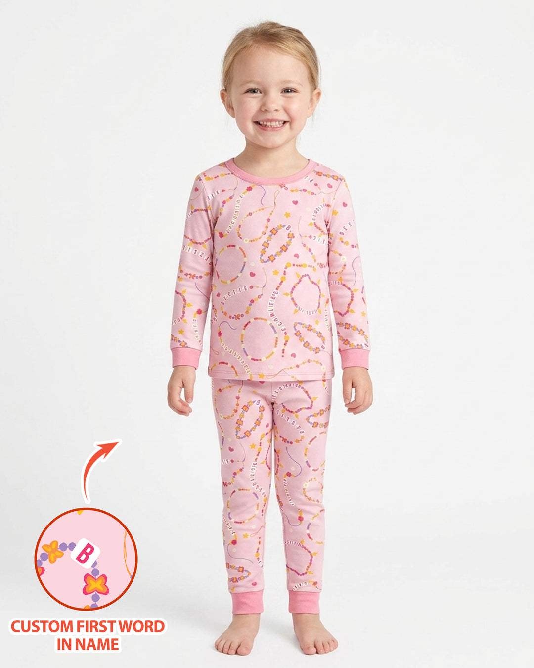 In My Friendship Bracelet Era Girls Matching  Bamboo Two Piece Long Sleeve Pajama Set