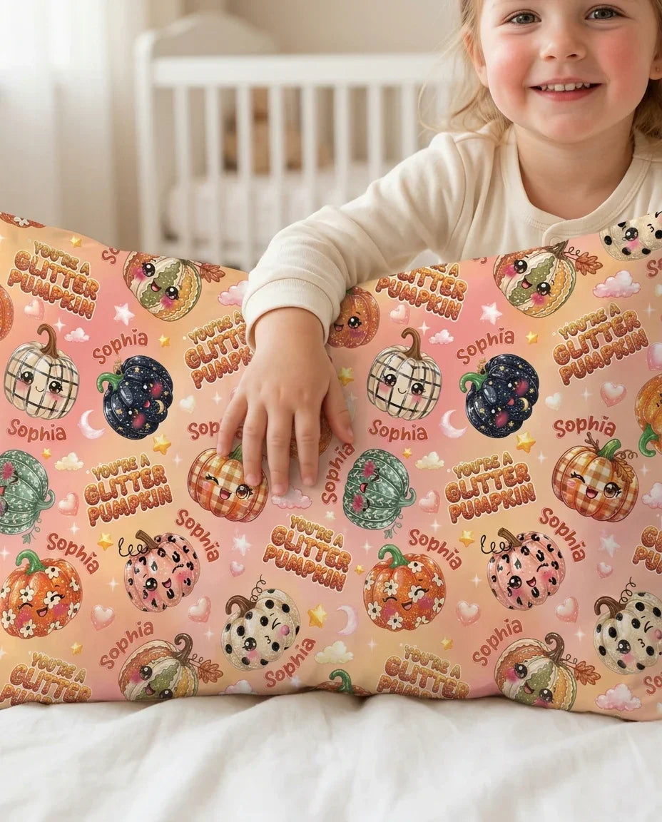 Custom Name You're A Glitter Pumpkin Bamboo Pillow Case