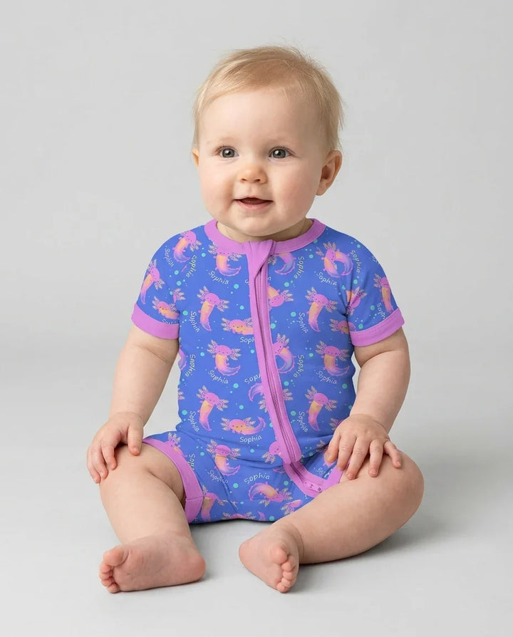 Axolotl Glow Custom Name Bamboo Shorty Zippy