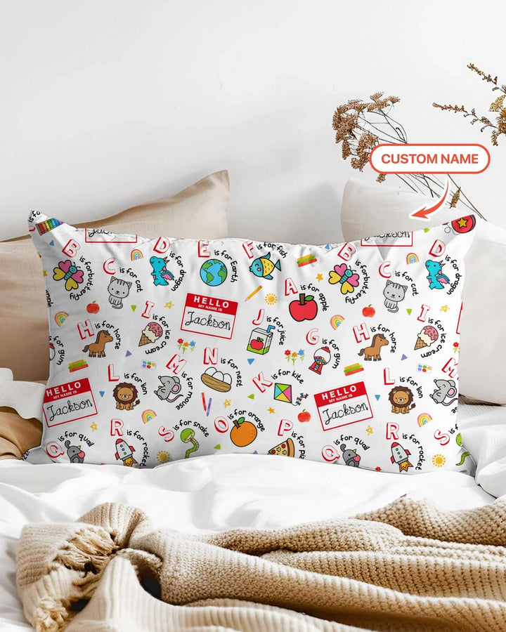 Custom Name Hello School ABCs Bamboo Pillow Case