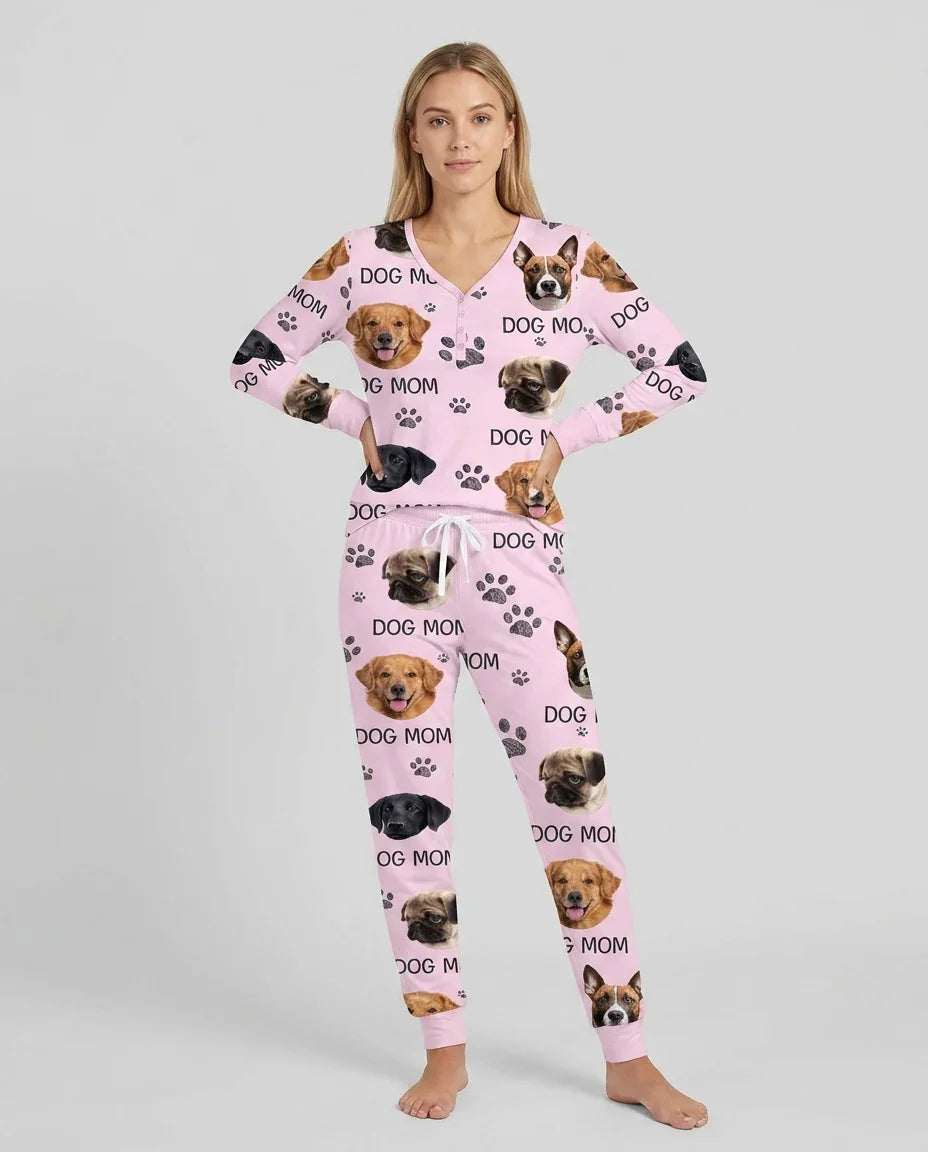 Custom Photo With Paw For Dog Lovers Bamboo Women Pajama Set
