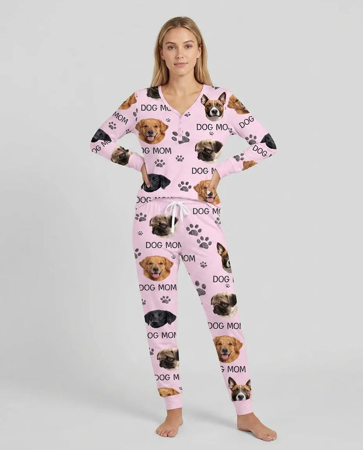 Custom Photo With Paw For Dog Lovers Bamboo Women Pajama Set