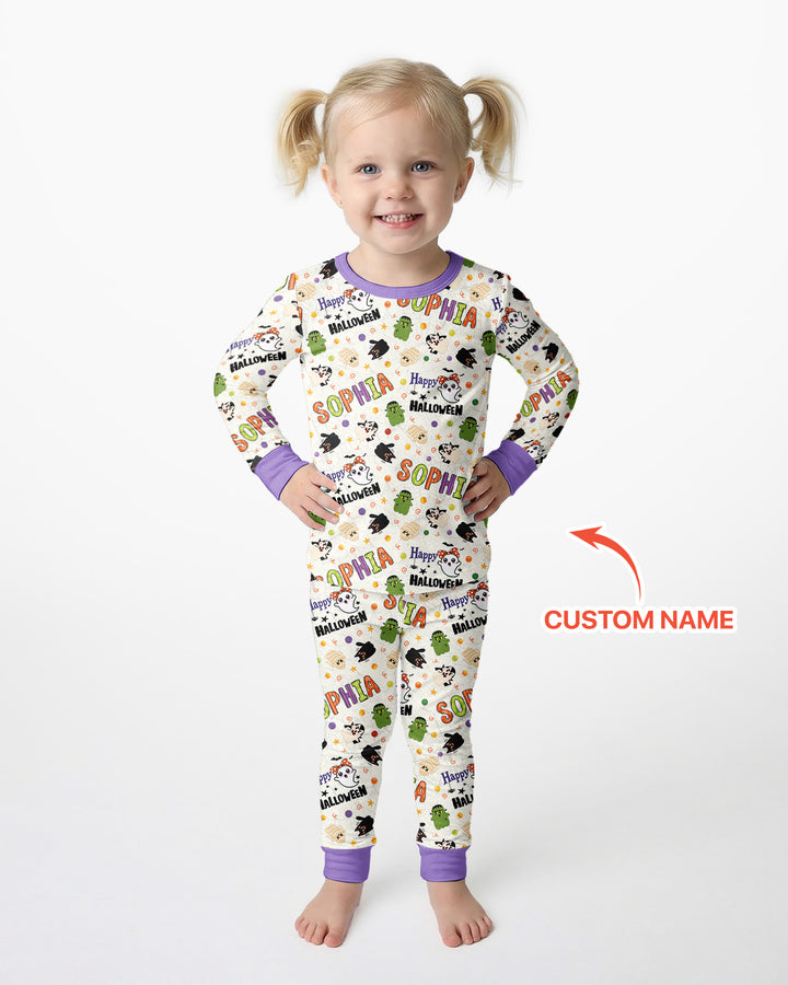 Personalized My First Halloween  Bamboo Two Piece Long Sleeve Pajama Set