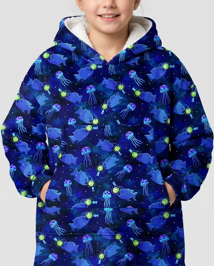 Happy Glow Fish Wearable Bamboo Blanket Hoodie