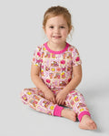 Pink Softball Game Day Bamboo Two Piece Short Sleeve Pajama Set