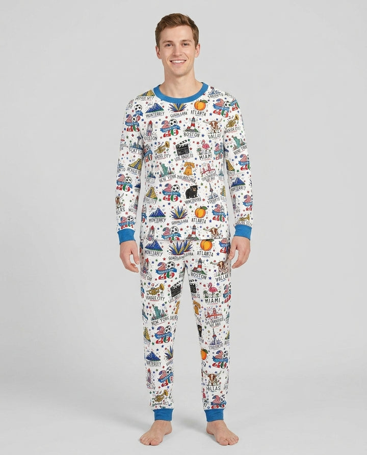 2026 Soccer Cup Host Citties Bamboo Men's Pajama Set