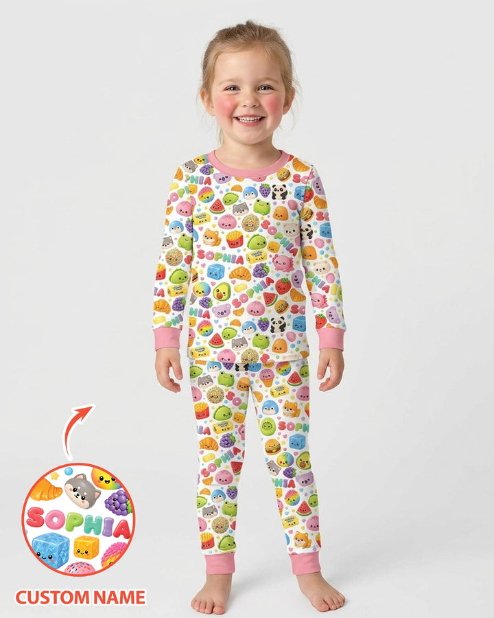 Just A Girl Who Loves Squishies Custom Name Bamboo Two Piece Long Sleeve Pajama Set