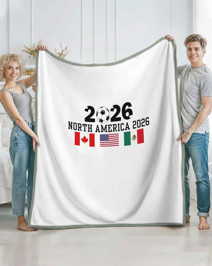 Soccer 2026 USA Canada Mexico Flags Bamboo Blanket