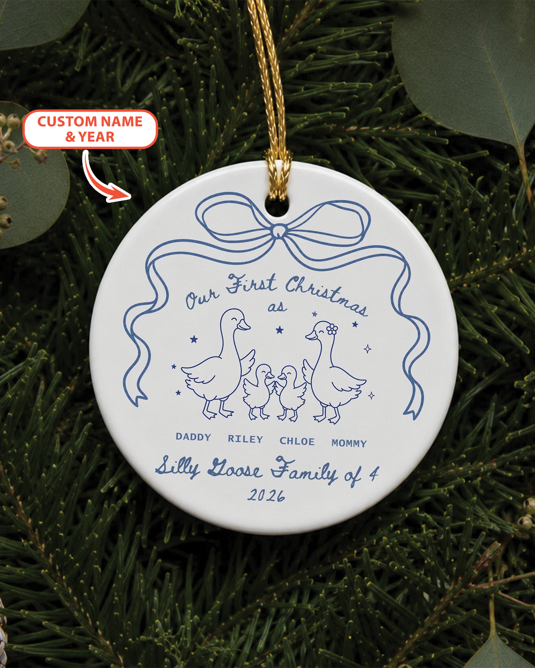 First Christmas Silly Goose Family Ceramic Ornament