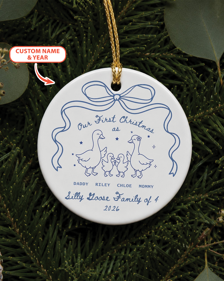 First Christmas Silly Goose Family Ceramic Ornament