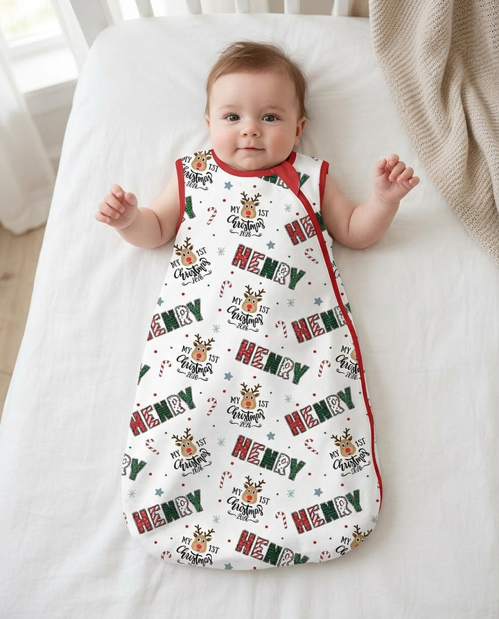 Custom Name "My First Christmas 2026" - Bamboo Sleep Bag (S)