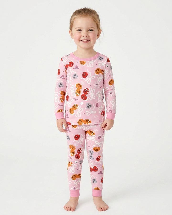 Spooky Halloween Cherry Matching Bamboo Two Piece Long Sleeve Pajama Set