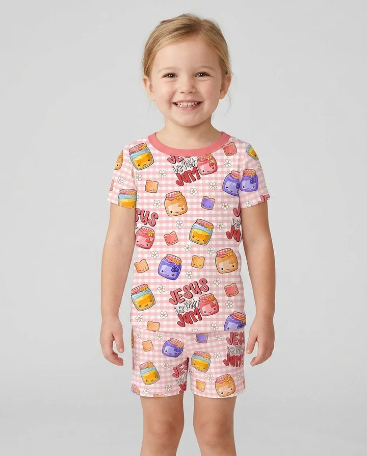 Jesus is My Jam Bamboo Two Piece Short Sleeve Shorts Pajama Set
