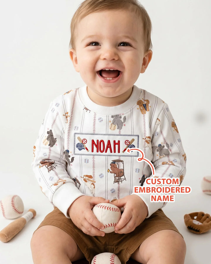 Custom Embroidered Name Baseball Bamboo Crewneck Sweatshirt