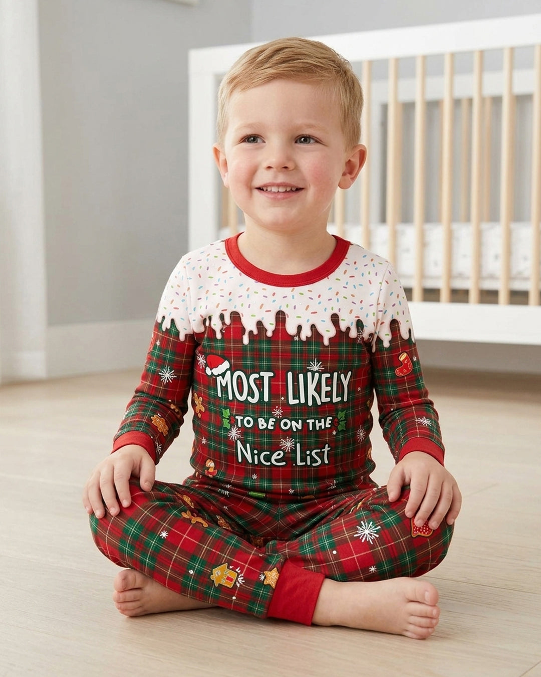 Funny Christmas Family Matching Bamboo Two Piece Long Sleeve Pajama Set