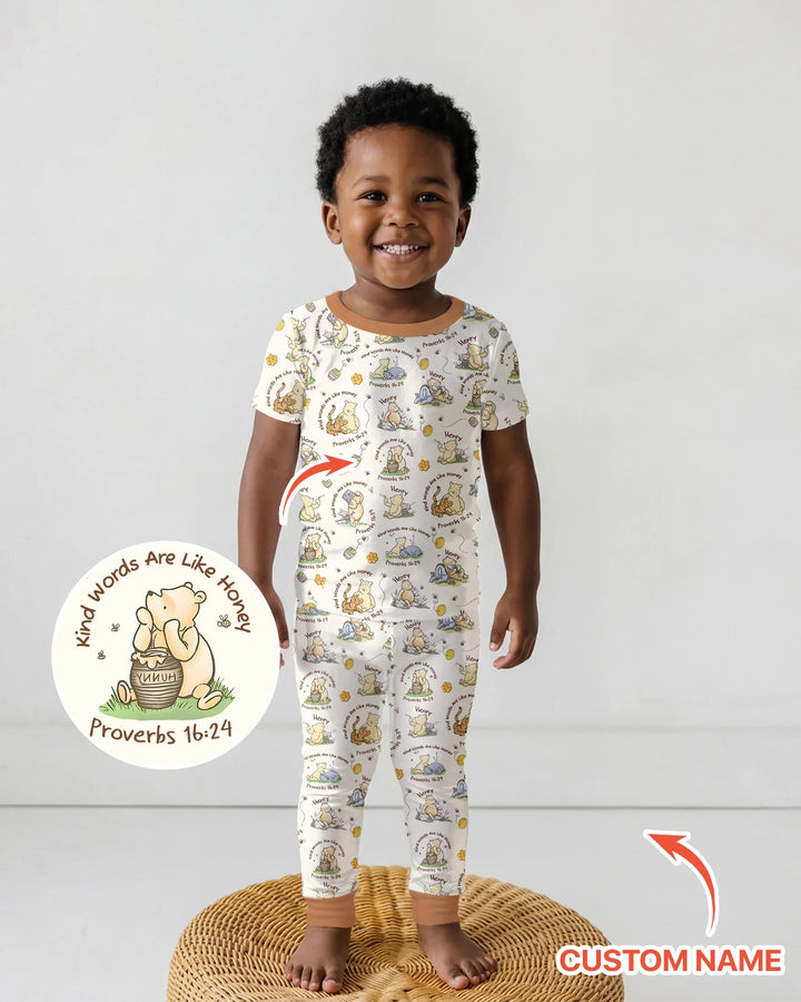 Kind Words Are Like Honey Custom Name Bamboo Two Piece Short Sleeve Pajama Set