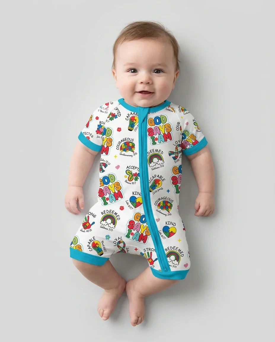 God Says I Am Autism Awareness Bamboo Shorty Zippy