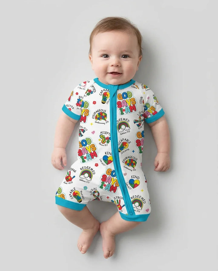 God Says I Am Autism Awareness Bamboo Shorty Zippy