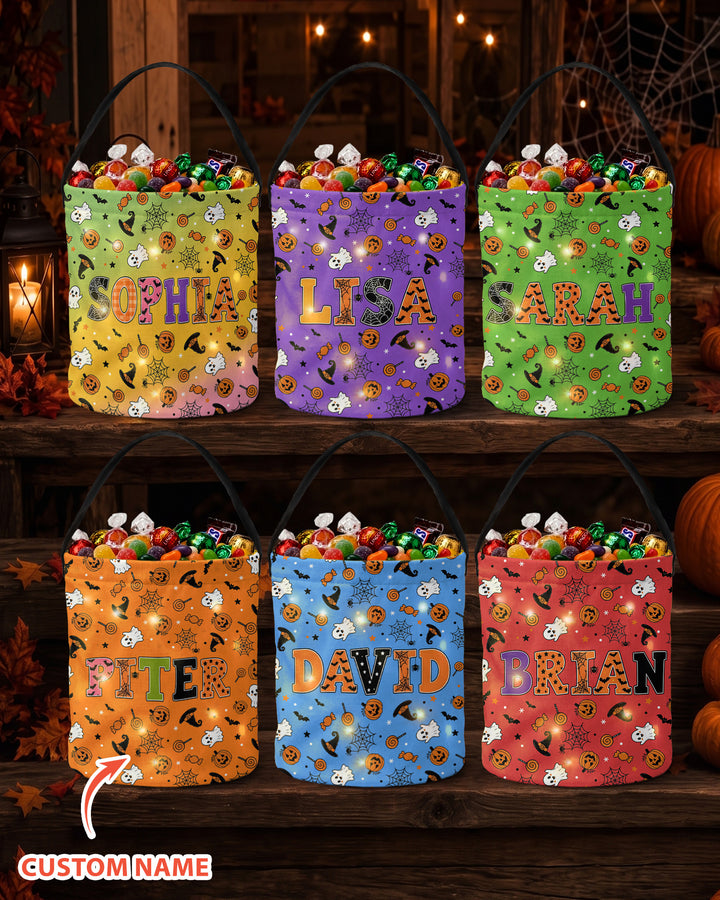 Halloween Name Spooky Letters Led Light Bucket Bag
