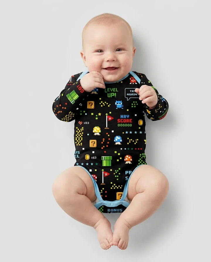 Pixel Game Lover Matching Bamboo Bodysuit