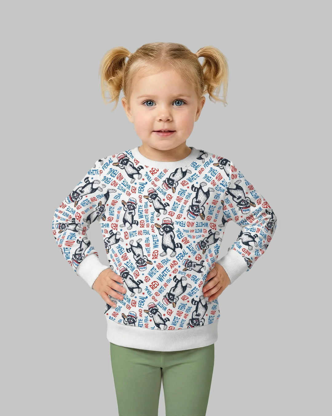 Red White and Feral Bamboo Crewneck Sweatshirt