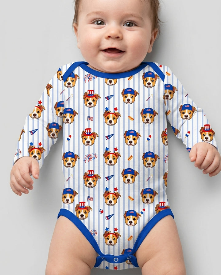Custom Pet Image 4th of July Family Matching Bamboo Bodysuit