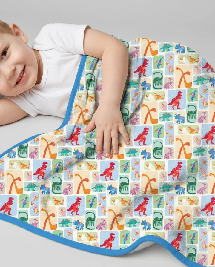 Rainbow Dino Friends Family Matching Bamboo Blanket