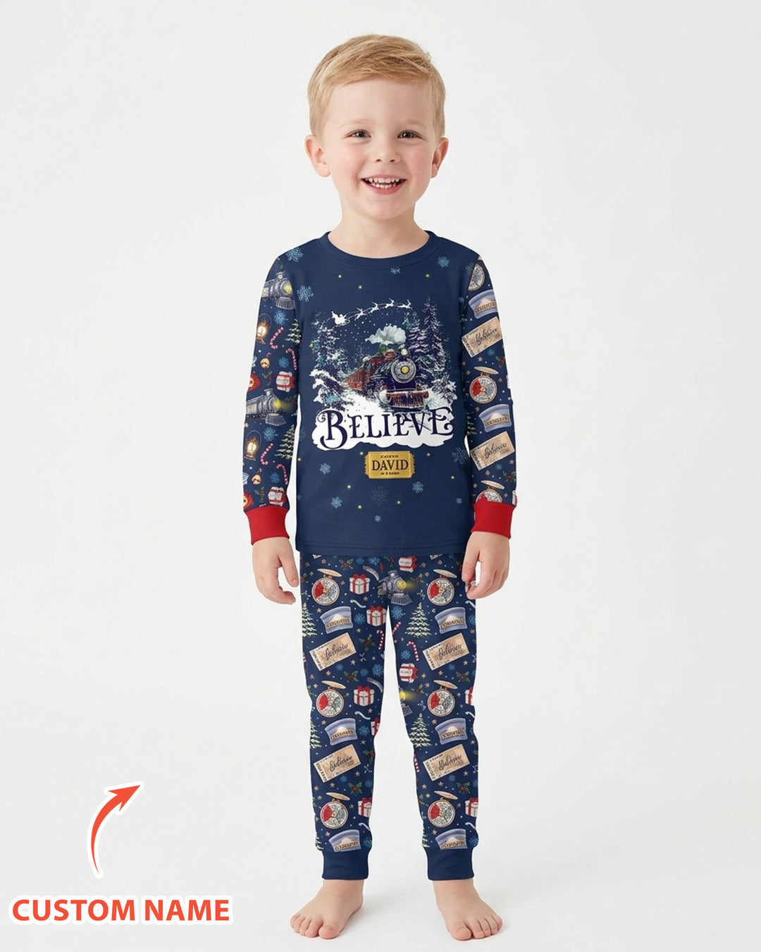 Believe Train Bamboo Two Piece Long Sleeve Pajama Set