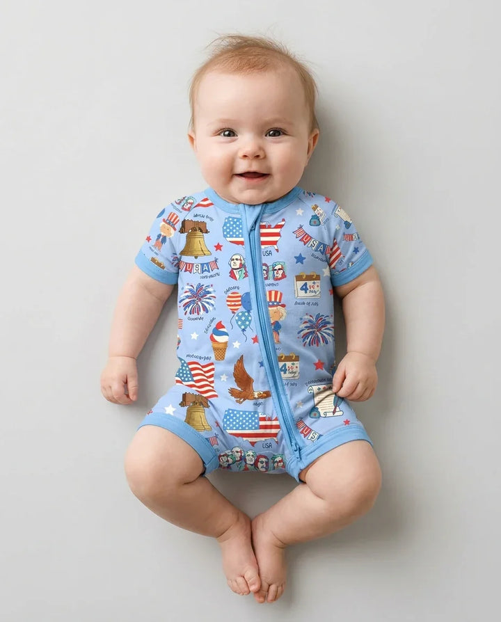 Hand Drawn Patriotic Iconic Bamboo Shorty Zippy